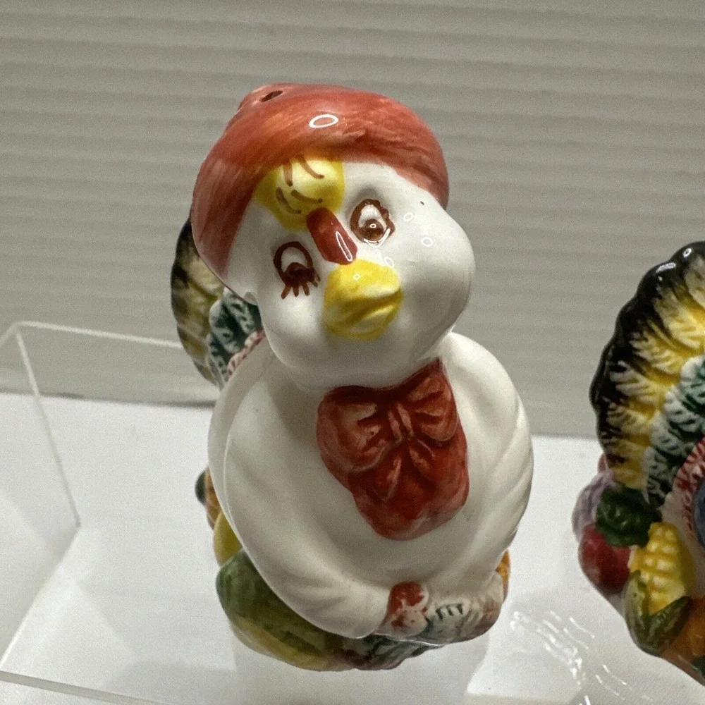 Pilgrim Mr & Mrs‎ Tom Turkey Set Of Salt & Pepper Shakers Thanksgiving Harvest